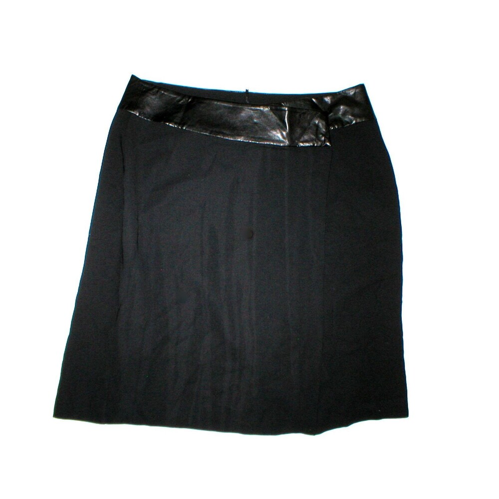 NWT New Mynt 1792 High End Plus Womens 16W 16 W Black Skirt Faux Leather Trim